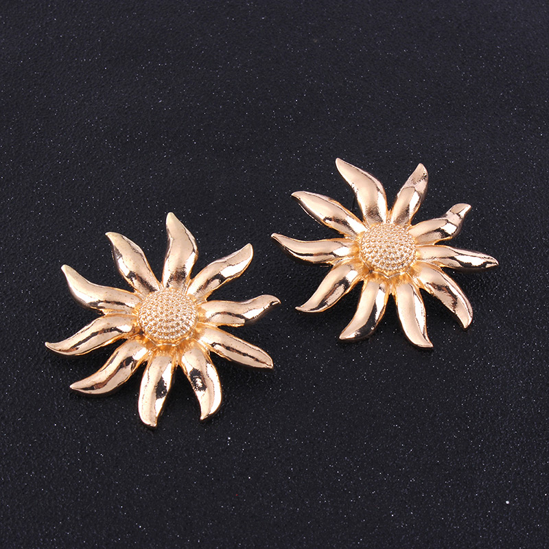 Elegant Gold Color Flowers Decorated Pure Color Earrings,Stud Earrings