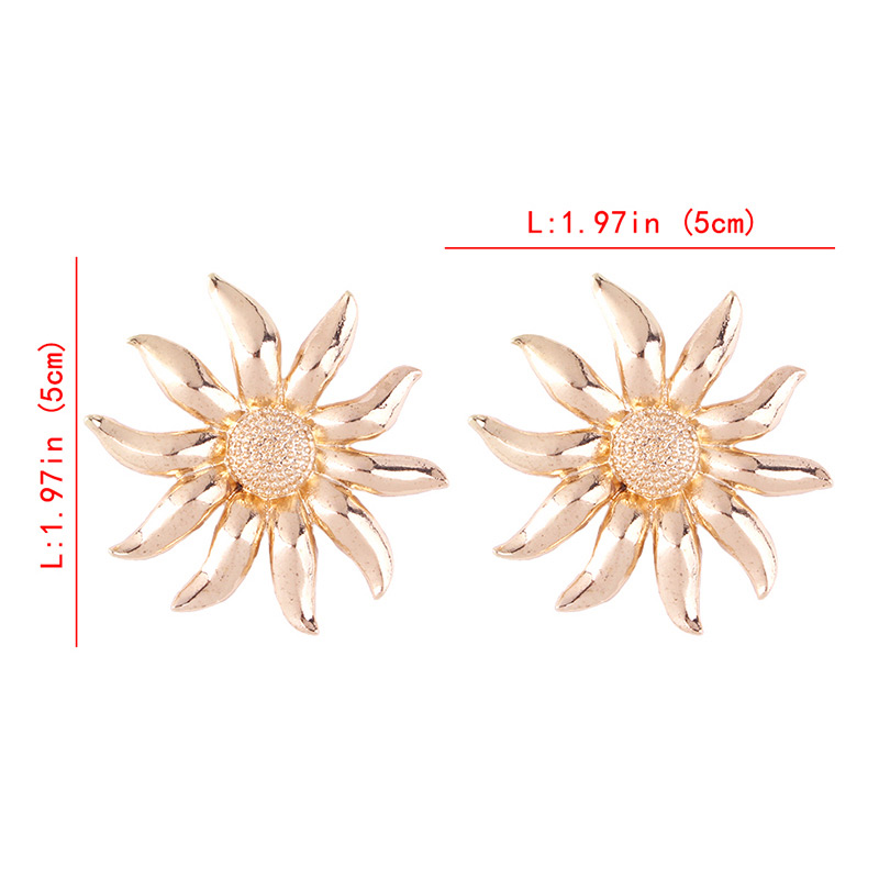 Elegant Gold Color Flowers Decorated Pure Color Earrings,Stud Earrings