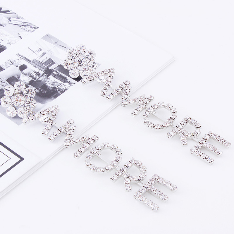 Elegant Silver Color Letter Shape Decorated Long Earrings,Hoop Earrings