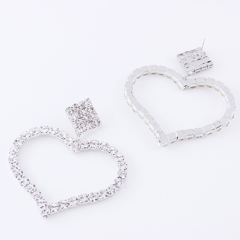 Elegant Silver Color Full Diamond Design Heart Shape Earrings,Stud Earrings