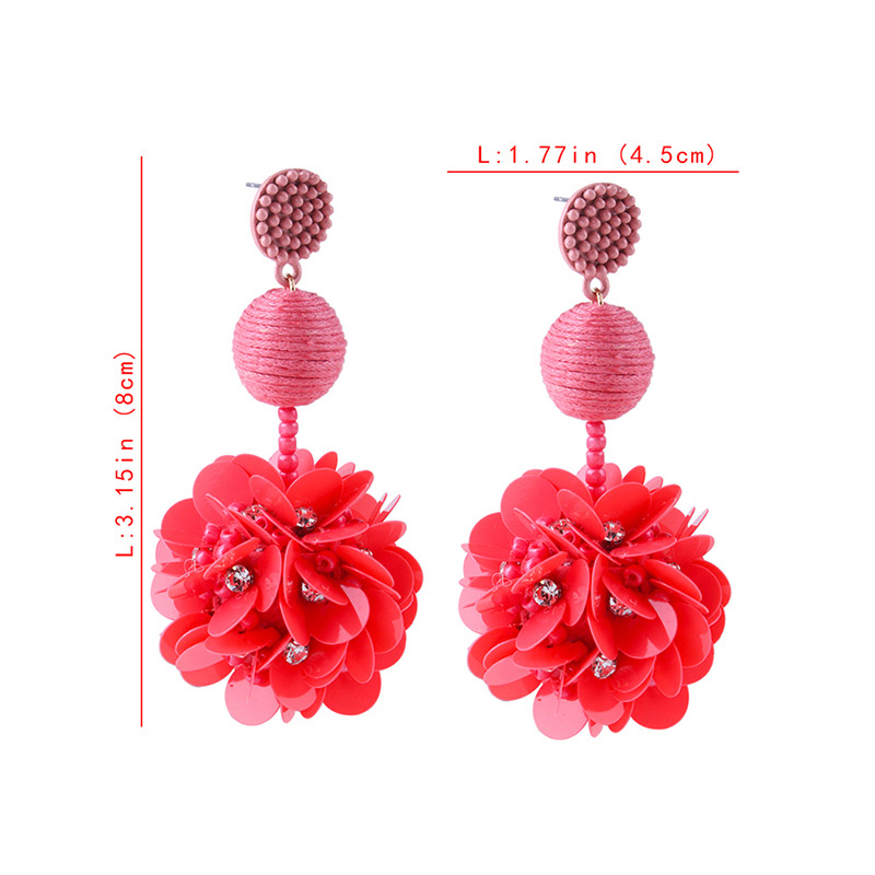 Elegant Red Flowers Decorated Pure Color Earrings,Drop Earrings