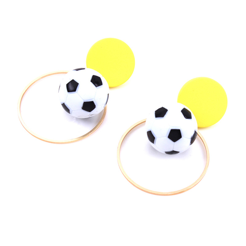 Elegant Yellow Football Decorated Round Shape Earrings,Hoop Earrings
