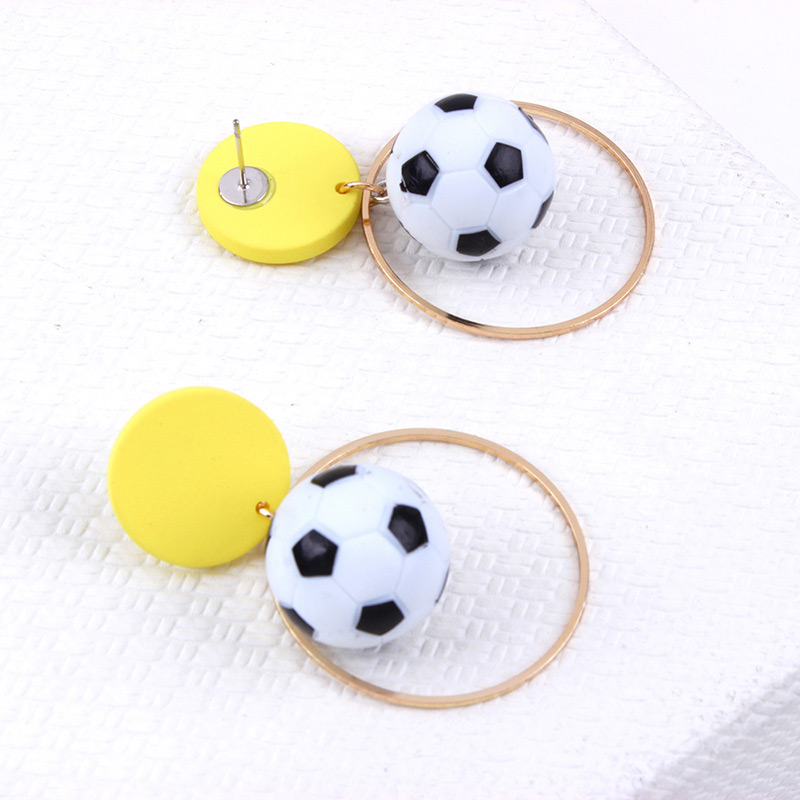 Elegant Yellow Football Decorated Round Shape Earrings,Hoop Earrings