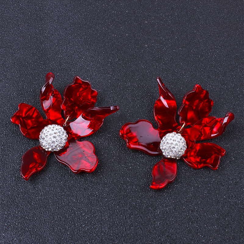 Elegant Pink Flower&ball Decorated Earrings,Stud Earrings