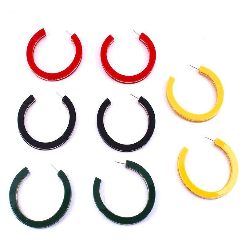 Elegant Yellow C Shape Design Pure Color Earrings,Hoop Earrings