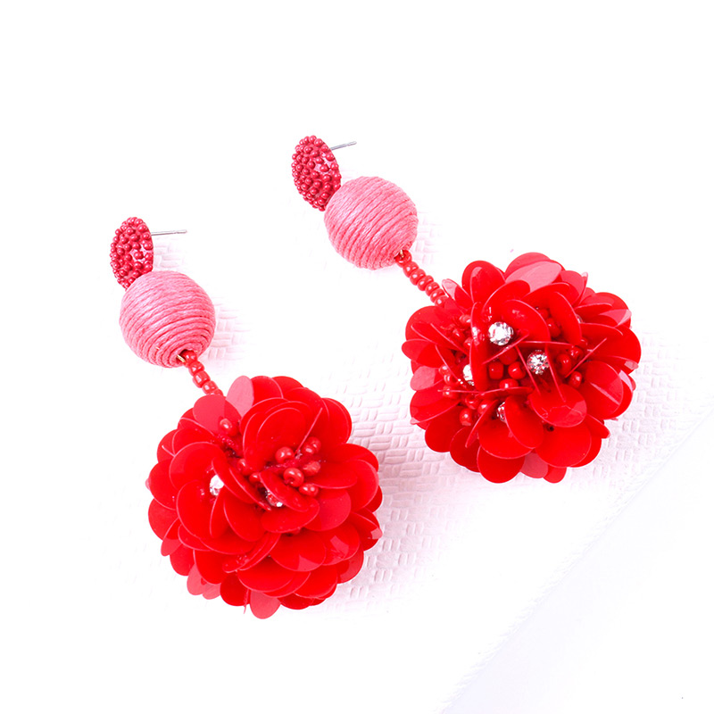 Elegant Black Flower Shape Decorated Long Earrings,Drop Earrings