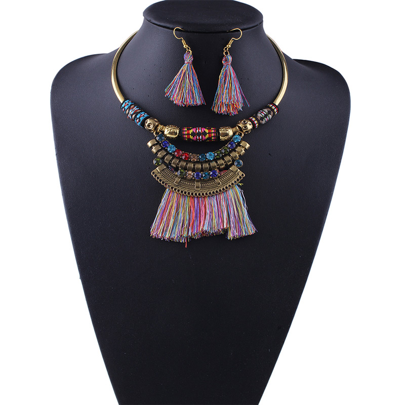 Elegant Black Diamond&tassel Decorated Jewelry Sets,Jewelry Sets