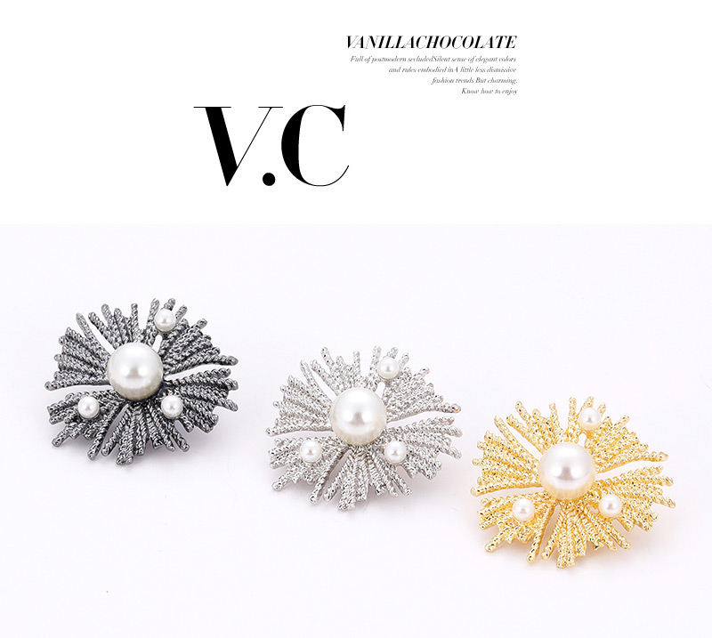 Fashion Silver Color Pearls Decorated Geometric Shape Earrings,Stud Earrings