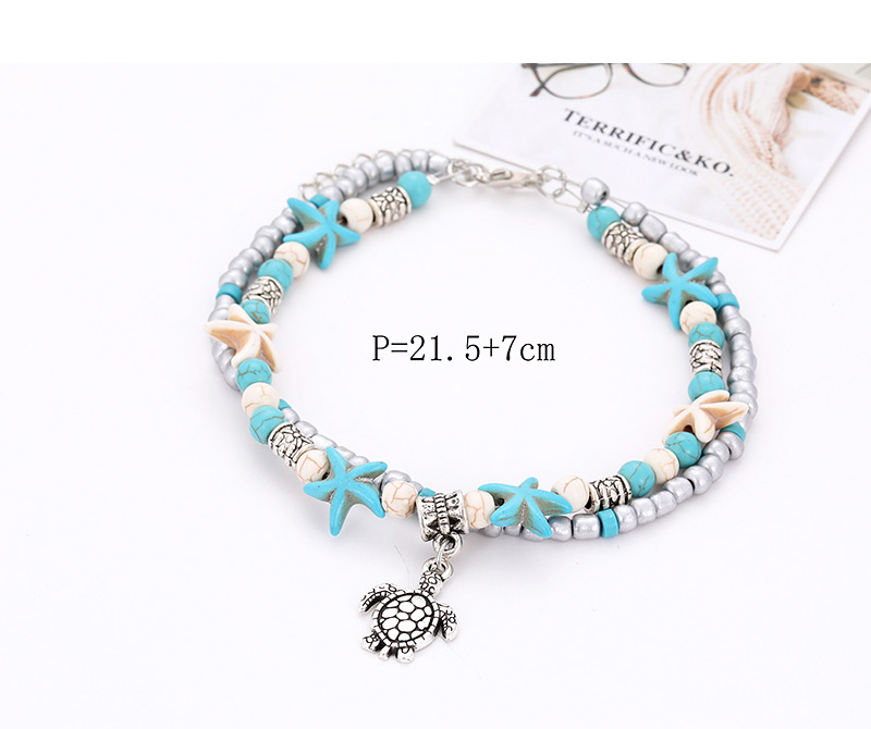 Fashion Blue Starfish&tortoise Decorated Double Layer Bracelet,Fashion Bracelets