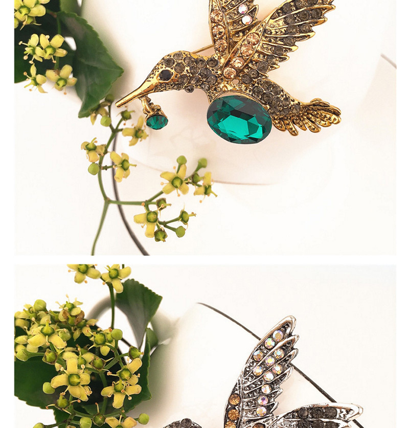 Vintage Silver Color Bird&gemstone Decorated Brooch,Korean Brooches
