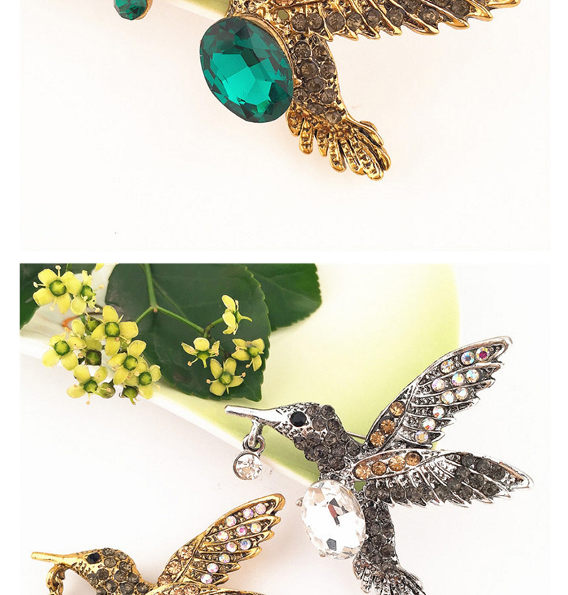 Vintage Gold Color Bird&gemstone Decorated Brooch,Korean Brooches