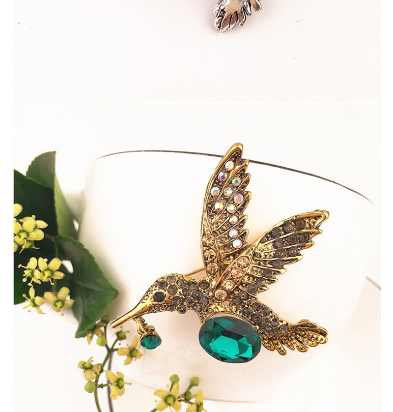 Vintage Silver Color Bird&gemstone Decorated Brooch,Korean Brooches