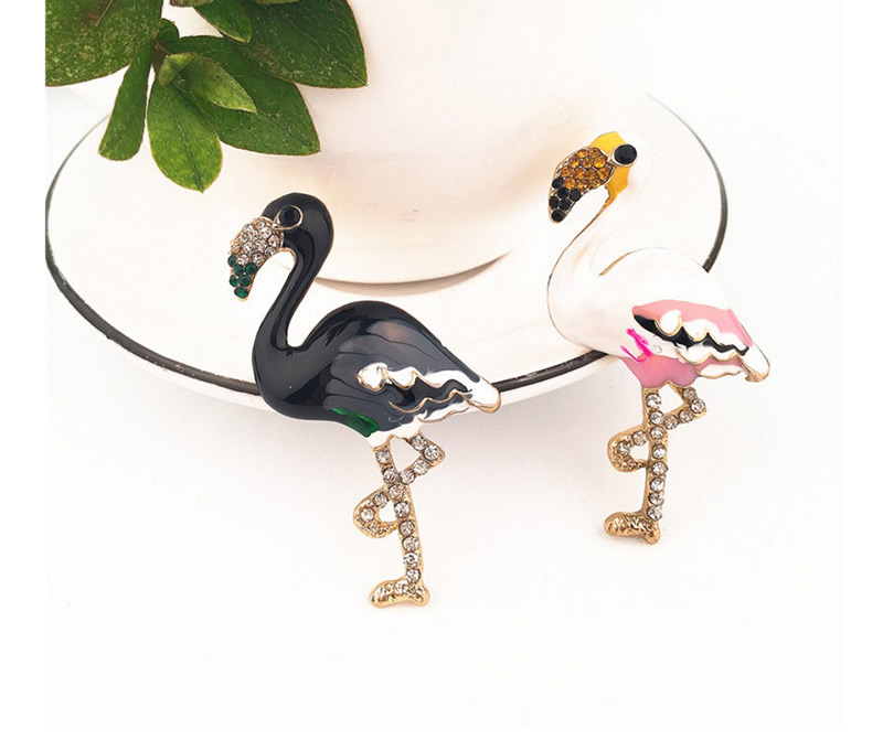 Elegant Black Flamingo Shape Decorated Brooch,Korean Brooches