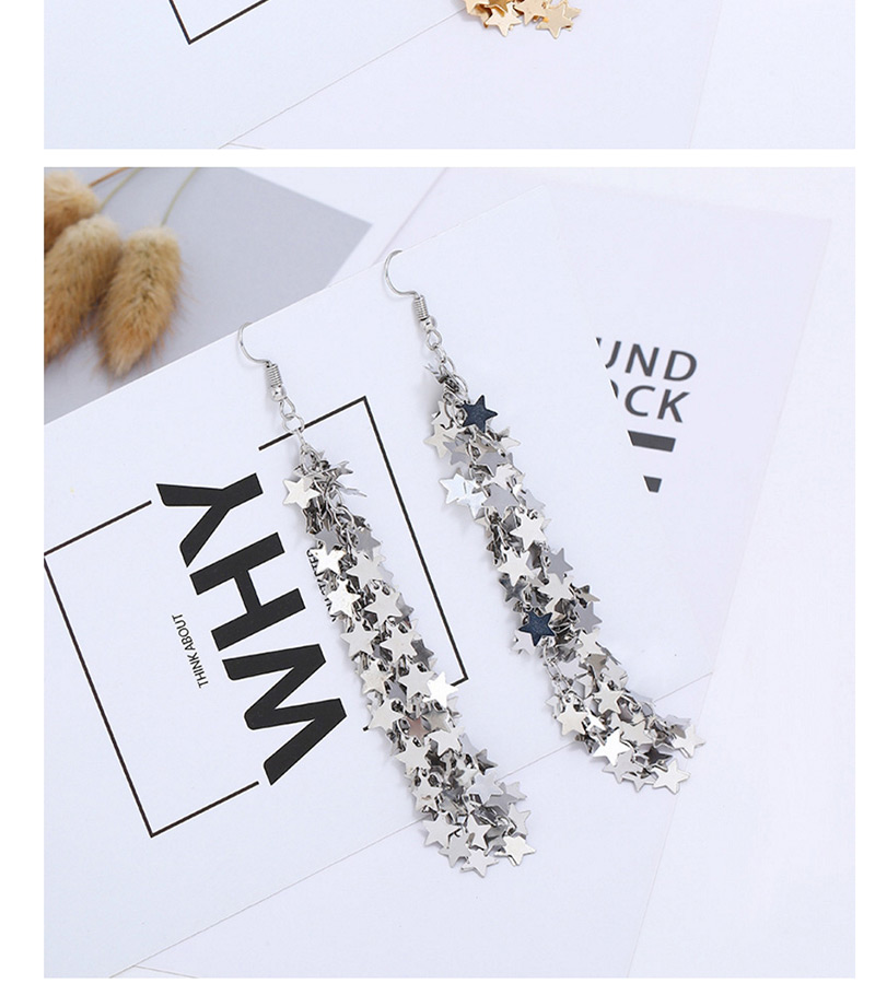Elegant Silver Color Star Shape Design Long Tassel Earrings,Drop Earrings