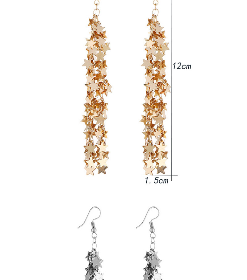 Elegant Gold Color Star Shape Design Long Tassel Earrings,Drop Earrings