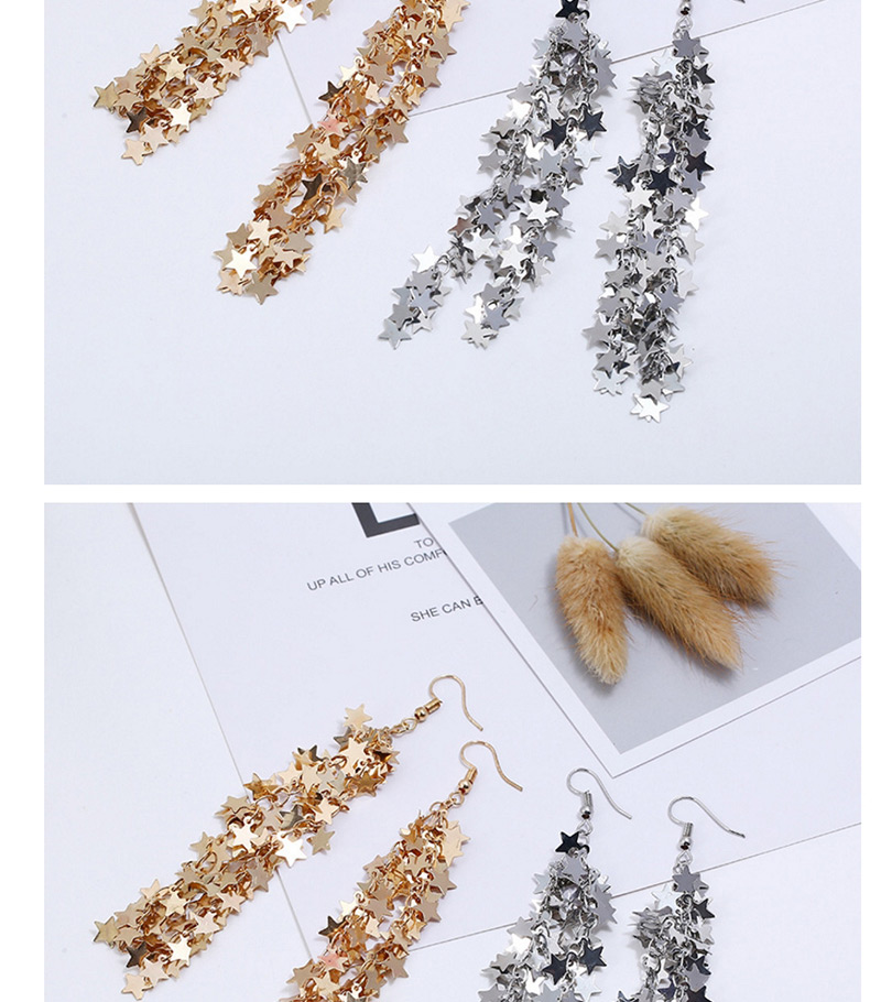 Elegant Gold Color Star Shape Design Long Tassel Earrings,Drop Earrings