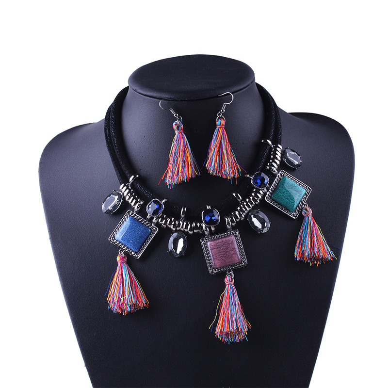 Elegant Multi-color Tassel&diamond Decorated Jewelry Sets,Jewelry Sets