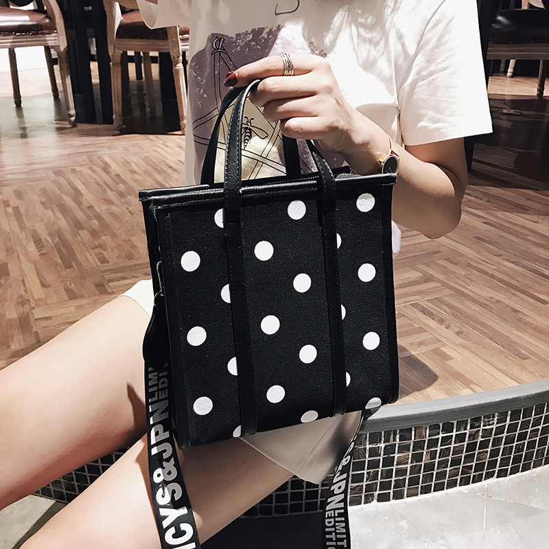 Fashion Black Dots Pattern Decorated Square Shape Bag,Handbags