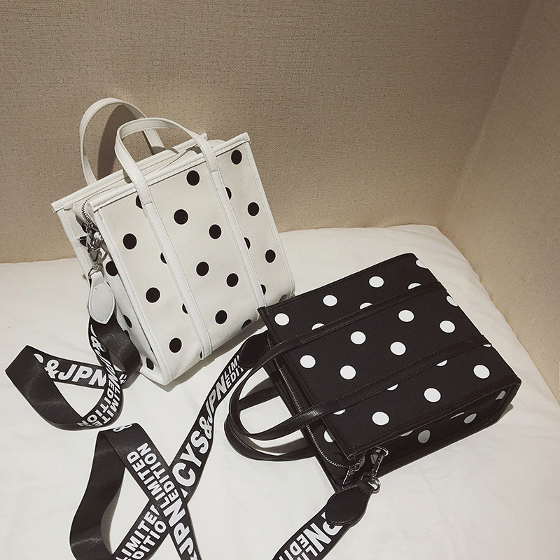 Fashion White Dots Pattern Decorated Square Shape Bag,Handbags