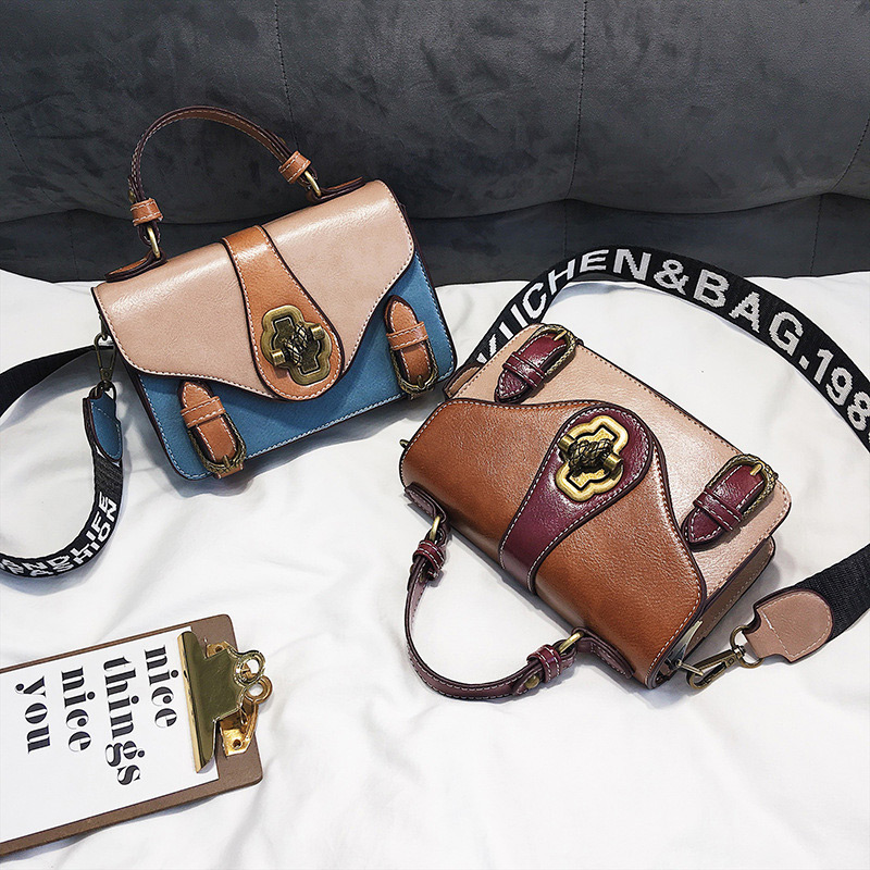 Fashion Khaki Width-strap Design Square Shape Bag,Handbags