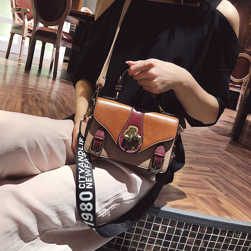 Fashion Brown Width-strap Design Square Shape Bag,Handbags