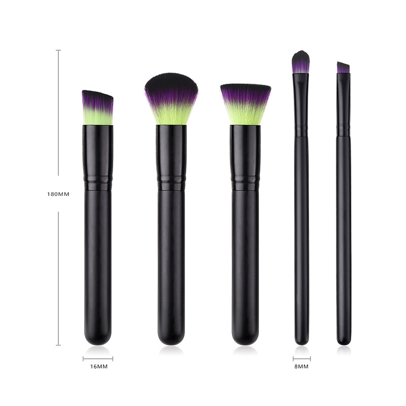 Fashion Black Flat Shape Decorated Makeup Brush(5pcs),Beauty tools