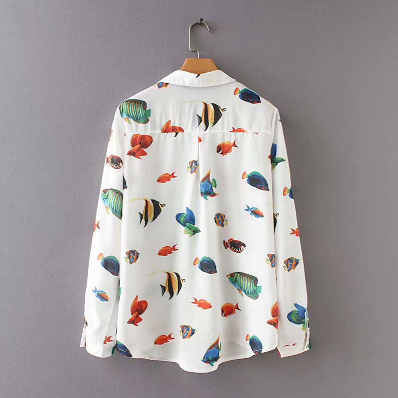 Fashion White Fish Pattern Decorated Shirt,Hair Crown
