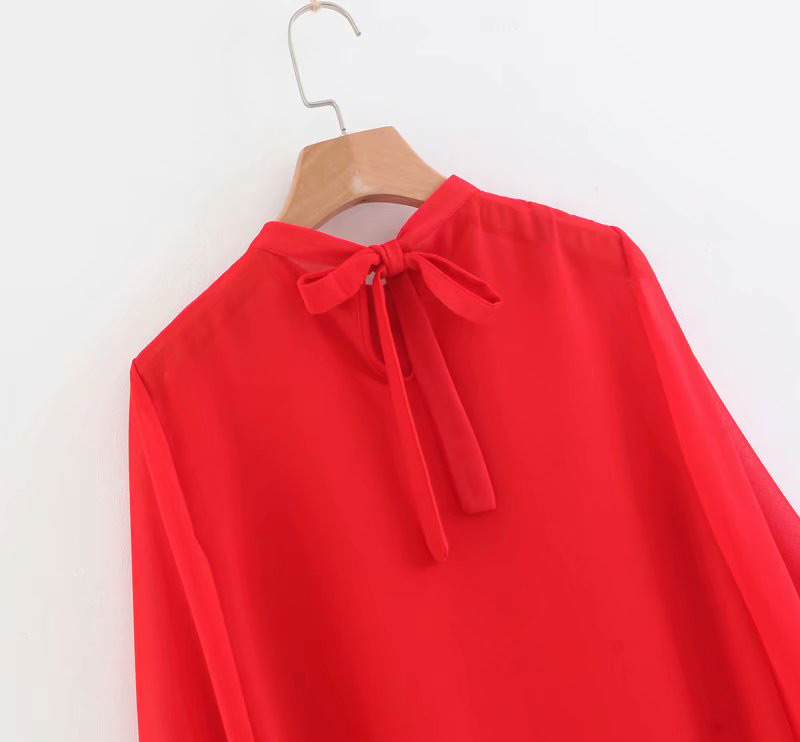 Fashion Red Pure Color Decorated Blouse,Sunscreen Shirts