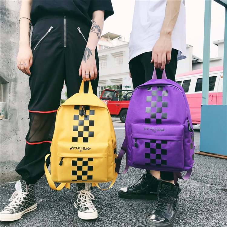 Fashion Purple Grids Pattern Decorated Backpack,Backpack