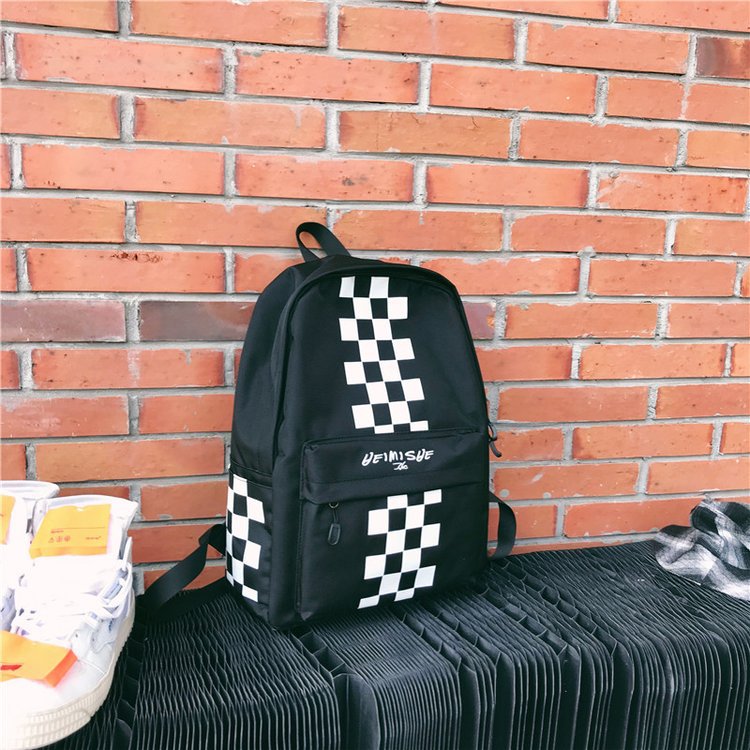Fashion Black Grids Pattern Decorated Backpack,Backpack