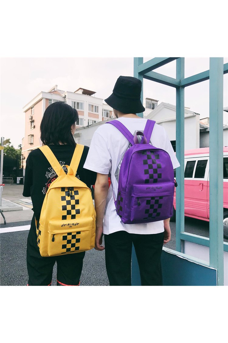 Fashion Black Grids Pattern Decorated Backpack,Backpack