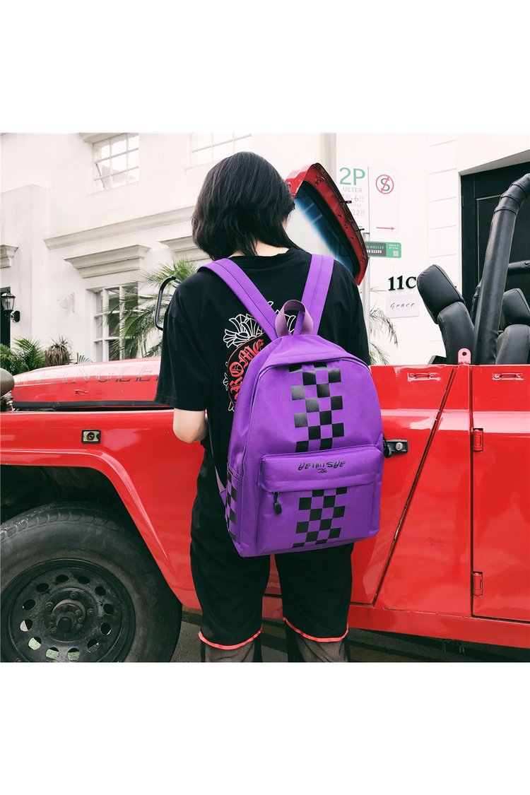 Fashion Purple Grids Pattern Decorated Backpack,Backpack
