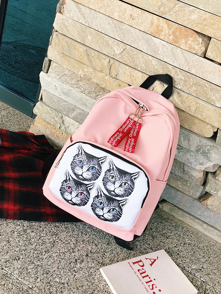 Fashion Light Blue Cat Pattern Decorated Backpack,Backpack