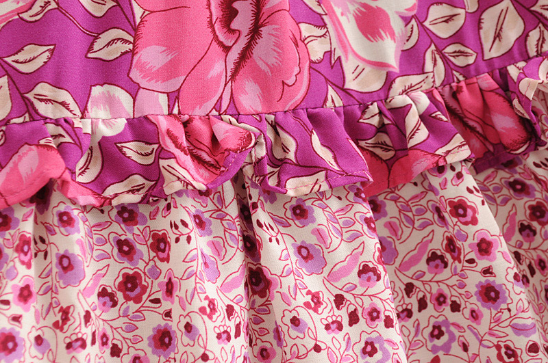 Fashion Pink Flower Pattern Decorated Dress,Skirts