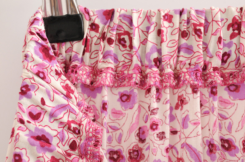 Fashion Pink Flower Pattern Decorated Dress,Skirts
