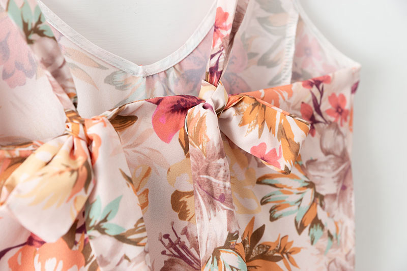 Fashion Multi-color V Neckline Design Flower Pattern Jumpsuit,Pants