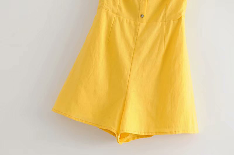 Fashion Yellow Pure Color Decorated Jumpsuit,Pants