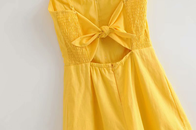 Fashion Yellow Pure Color Decorated Jumpsuit,Pants