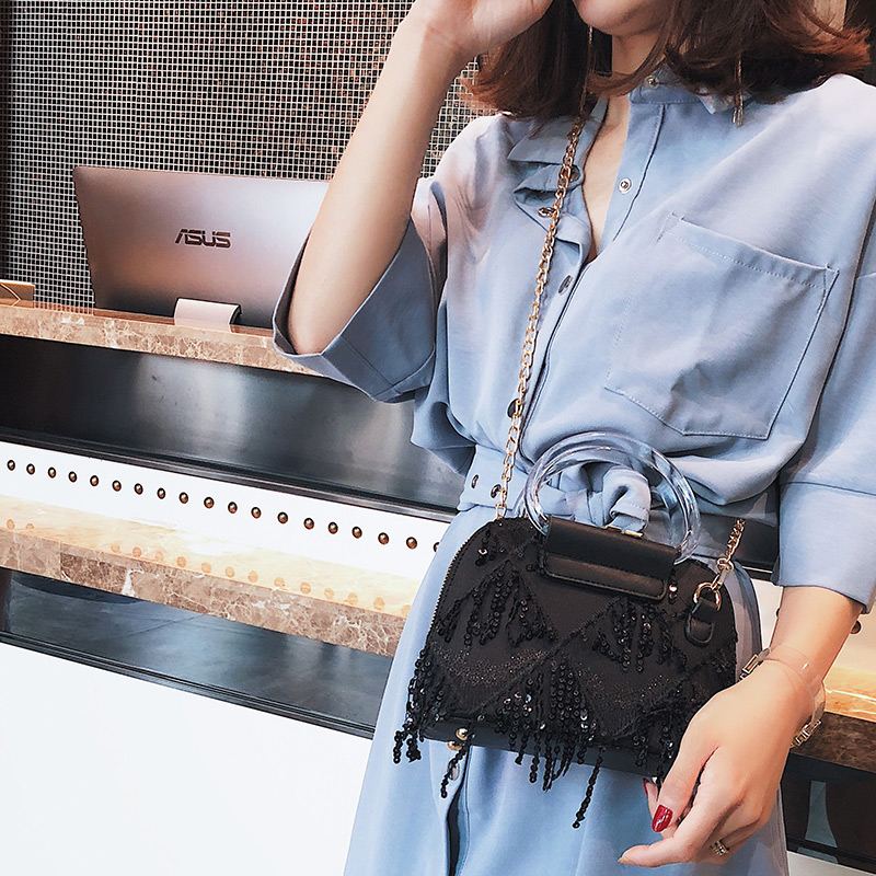 Fashion Black Tassel Decorated Bag,Handbags