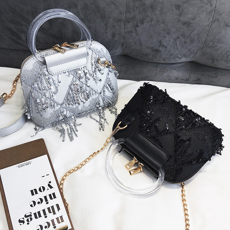 Fashion Silver Color Tassel Decorated Bag,Handbags