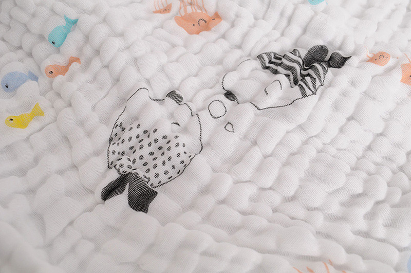 Fashion White Fish Pattern Decorated Bath Towel,SLEEPWEAR & UNDERWEAR