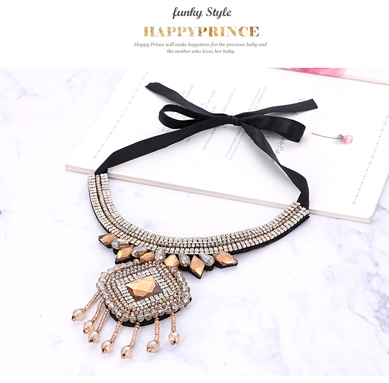Fashion Champagne Tassel Decorated Necklace,Thin Scaves