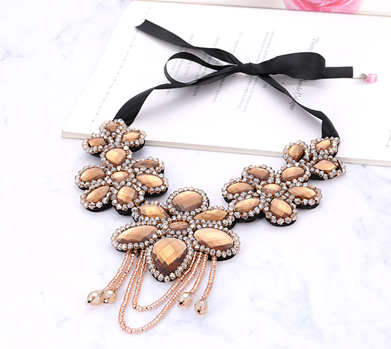 Fashion Champagne Flower Shape Decorated Necklace,Thin Scaves