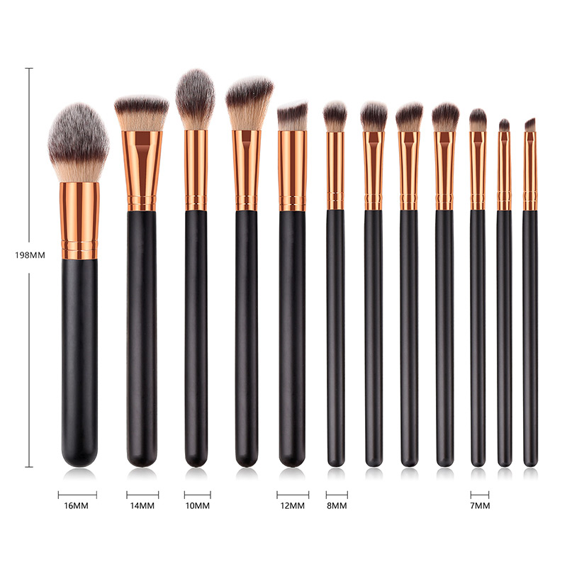 Fashion Black Round Shape Decorated Makeup Brush(12pcs),Beauty tools