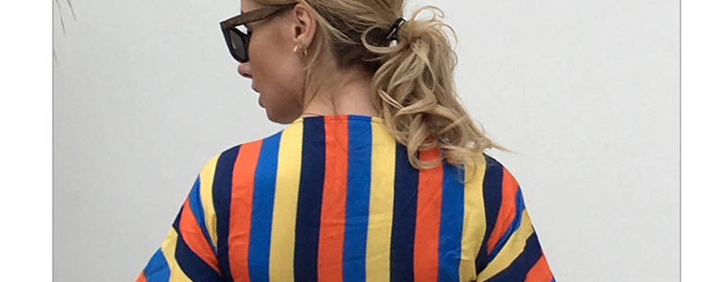 Fashion Multi-color Stripe Pattern Decorated Blouse,Sunscreen Shirts