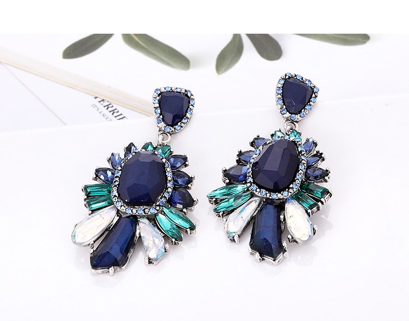 Fashion Multi-color Geometric Shape Diamond Decorated Earrings,Drop Earrings