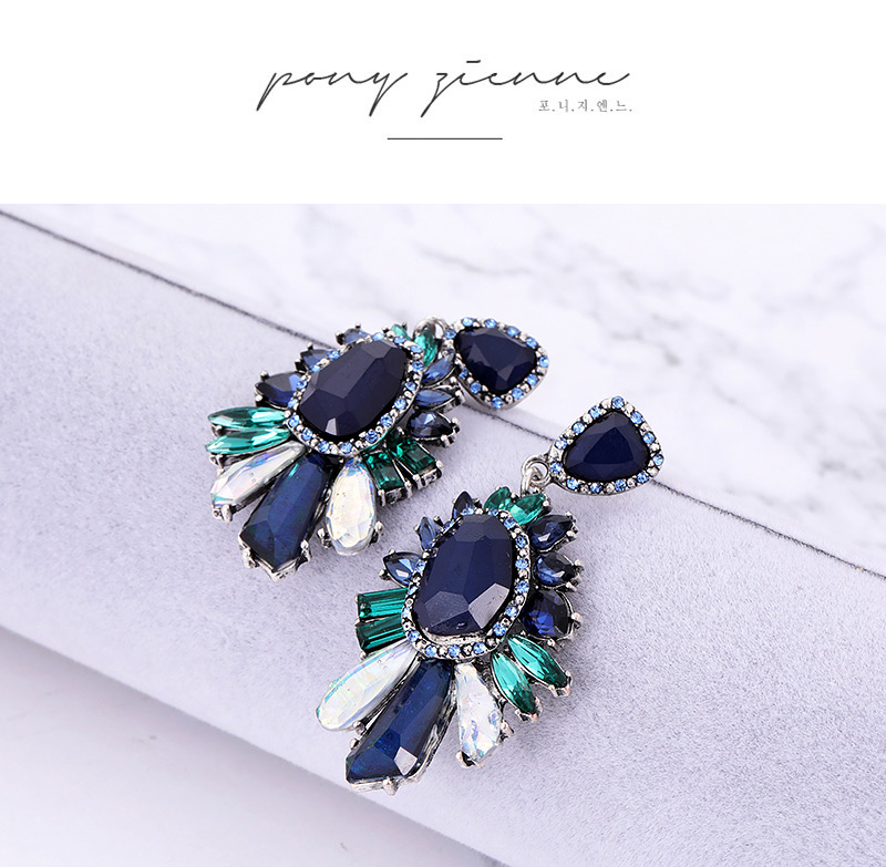 Fashion Multi-color Geometric Shape Diamond Decorated Earrings,Drop Earrings