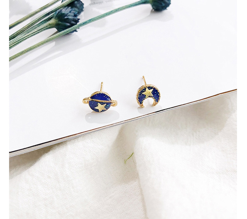 Fashion Blue Moon&star Shape Decorated Earrings,Stud Earrings
