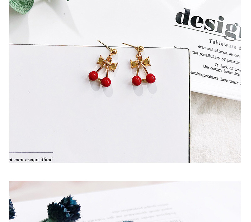 Fashion Red Cherry Shape Decorated Earrings,Stud Earrings