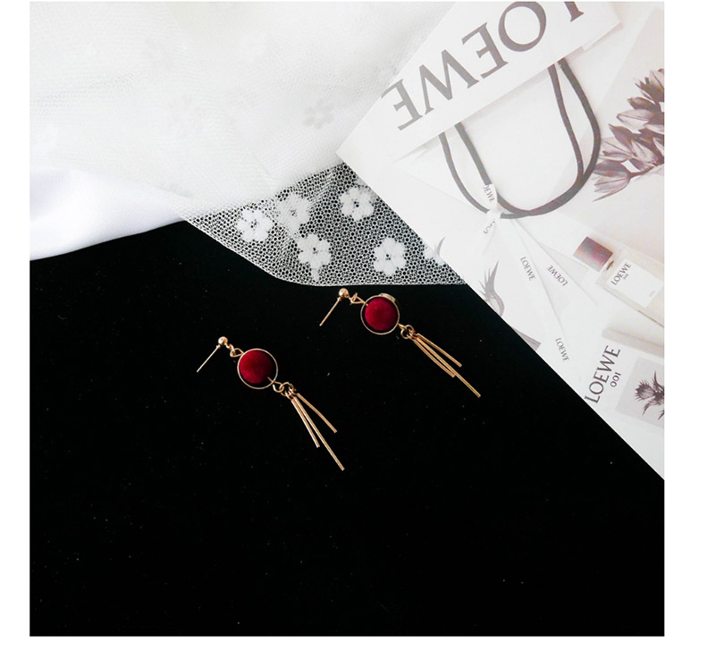 Fashion Red Round Shape Decorated Tassel Earrings,Drop Earrings